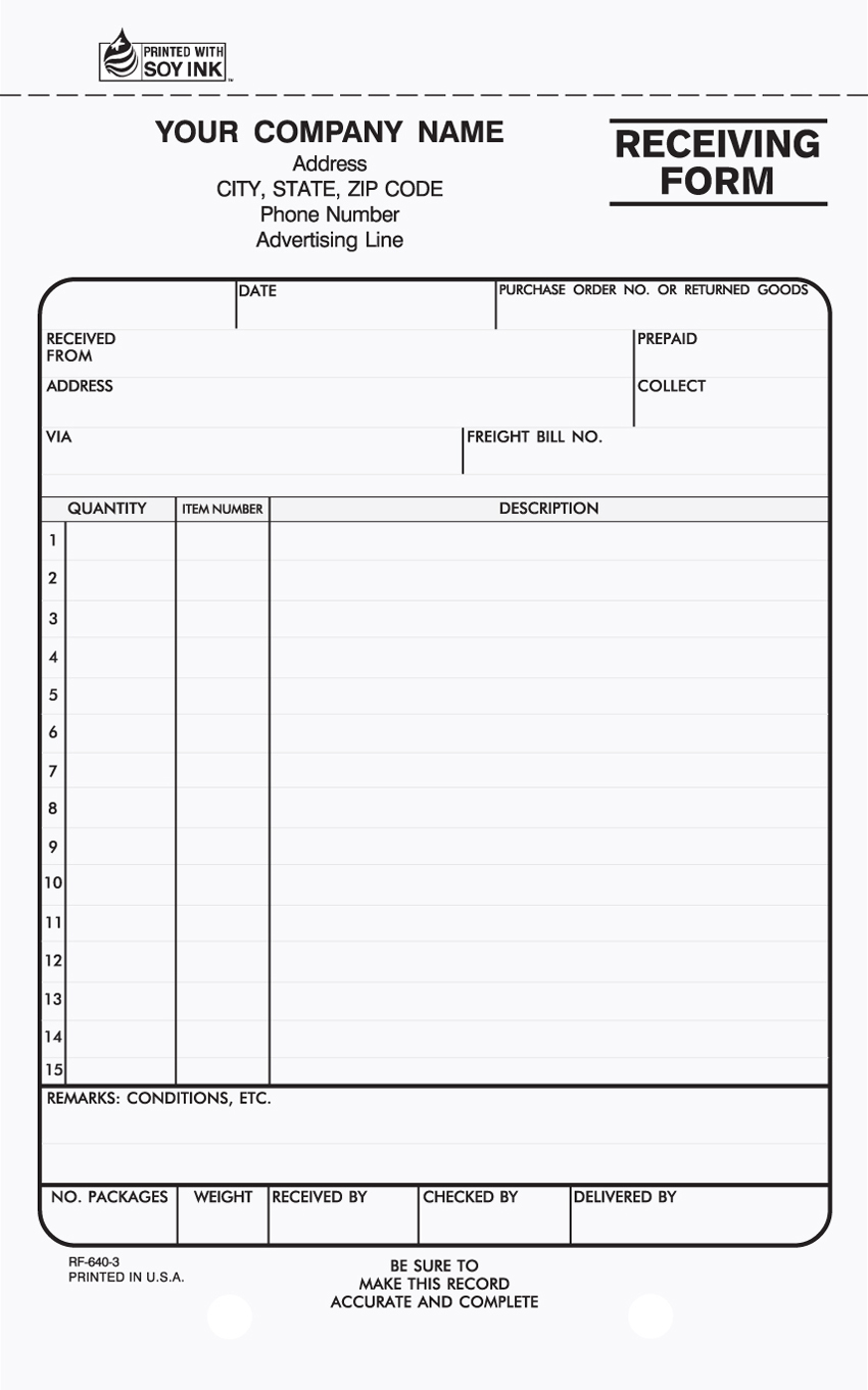 "Receiving Form - Unit Set - Carbon - 5.67" x 8.5" - 3 Part" "Receiving Form - Unit Set - Carbon - 5.67" x 8.5" - 3 Part"